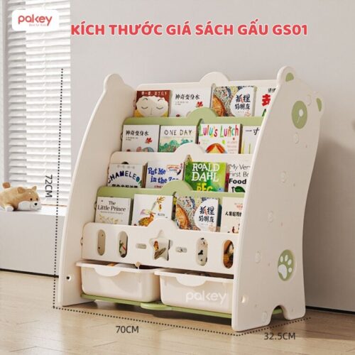 Kệ sách gấu 5 tầng kèm hộc Pakey GS01