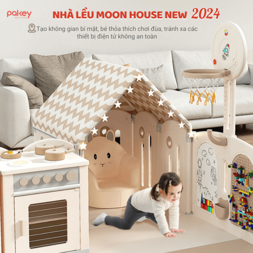 Nhà lều đồ chơi cho bé có cấu tạo gồm 6 tấm quây nhỏ. Mỗi tấm quây có kích thước cao 63cm và rộng 40cm