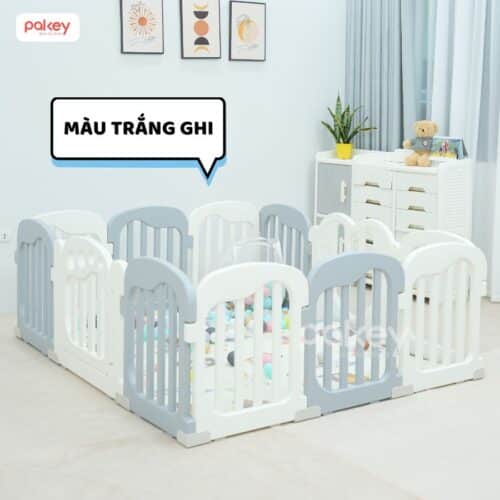 Quây cũi nhựa cao cấp Bambi Kids - màu trắng ghi