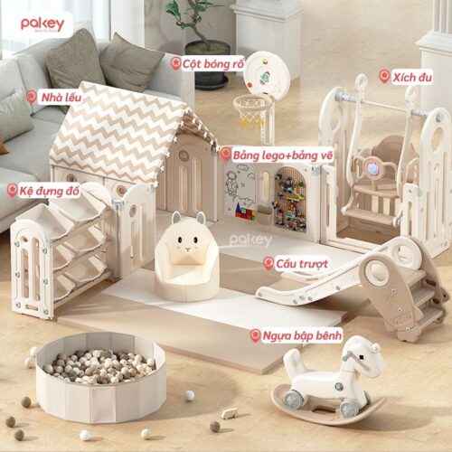 Quây cũi nhựa liên hoàn Moon House 7-8 tiện ích 23 Set quây cũi nhựa liên hoàn cho bé Pakey Moonhouse