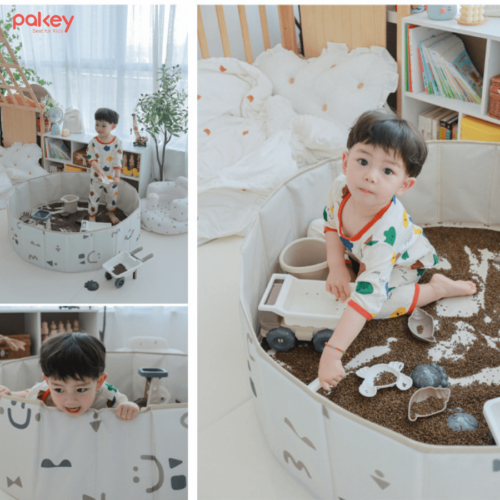 Bể bóng vải Pakey tròn màu be, có họa tiết 21 Đường may chắc chắn, tinh tế mang đến cảm giác sang trọng
