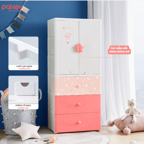 Màu trắng kết hợp tone hồng ngọt ngào, đáng yêu, phù hợp với các gia đình sử dụng cho bé gái