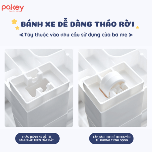 Tủ nhựa cho bé HX010 được trang bị bánh xe di chuyển dễ dàng