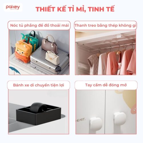 Tủ quần áo trẻ em Pakey HX004 xanh lá
