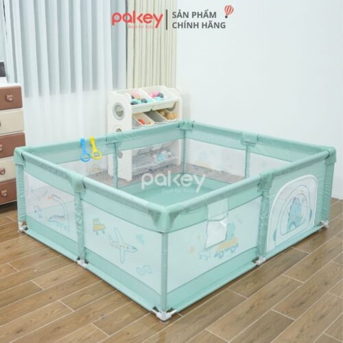Quây bóng vải khung inox cho bé Pakey K1 - màu xanh