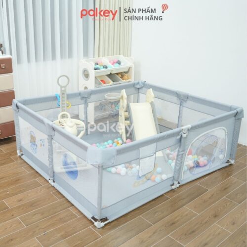 Quây cũi vải cho bé Pakey K1 - màu ghi