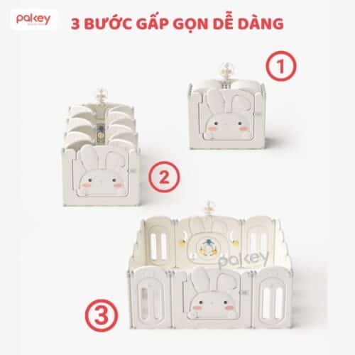 Quây cũi nhựa gấp gọn Pakey Thỏ