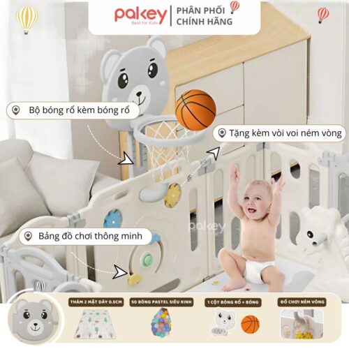 Quây cũi nhựa gấp gọn Pakey gấu NC01 32 Quây cũi nhựa gấp gọn Pakey gấu NC01