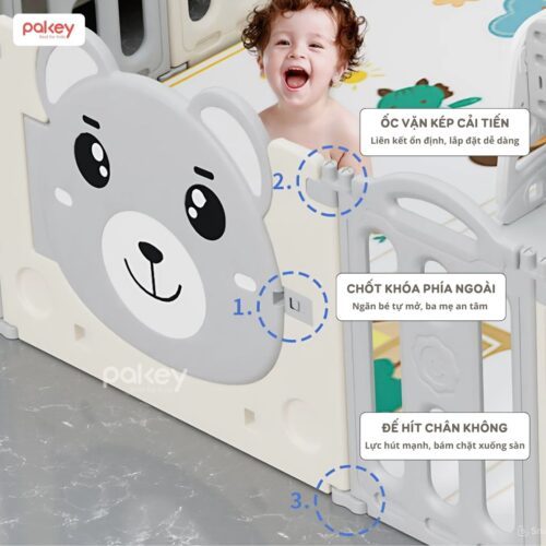 Quây cũi nhựa gấp gọn Pakey gấu NC01 31 Quây cũi nhựa gấp gọn Pakey gấu NC01