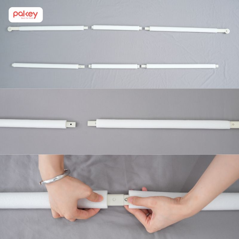 Mỗi thanh ngang trên dưới bao gồm 3 khúc nối được liên kết chặt chẽ với nhau