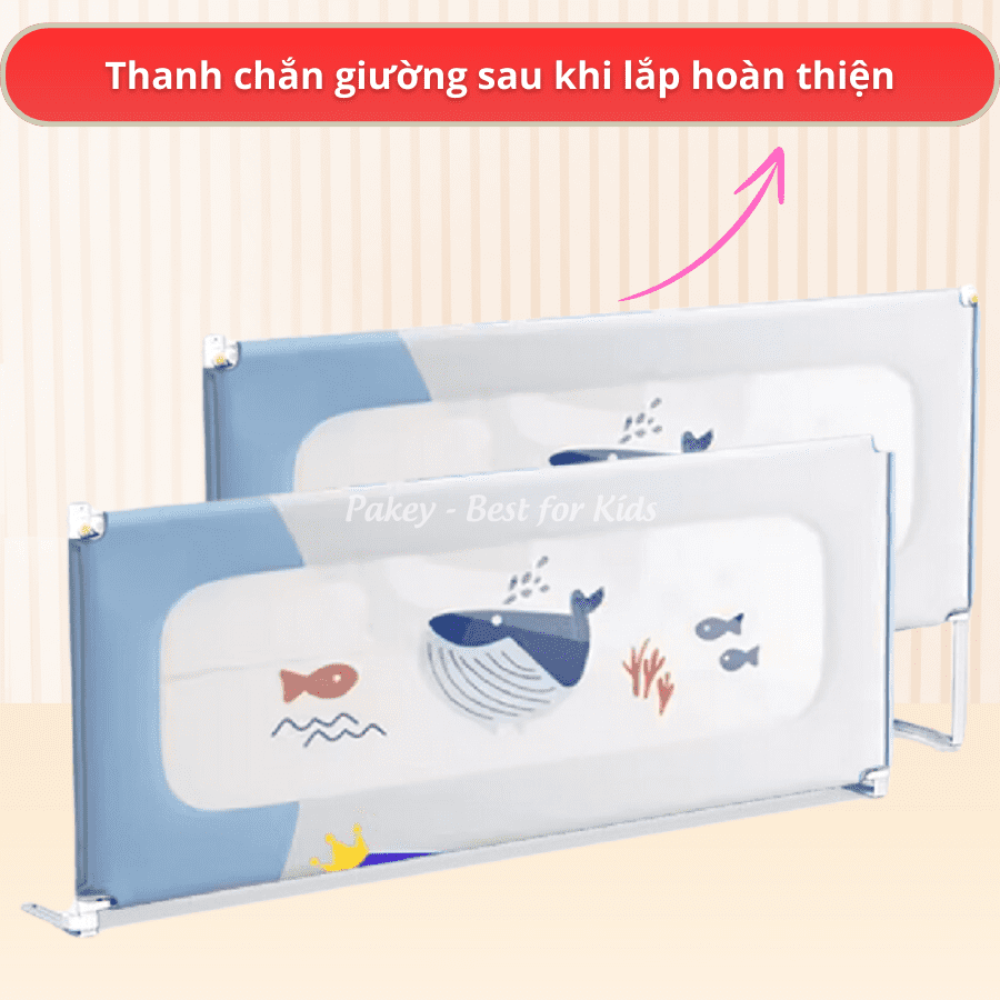 Thanh chắn giường sau khi luồn khung vào tấm vải