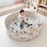 Bể bóng vải Pakey tròn màu be, có họa tiết