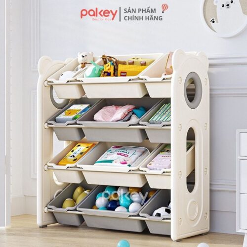 Kệ để đồ 4 tầng kèm hộc - Pakey gấu trắng
