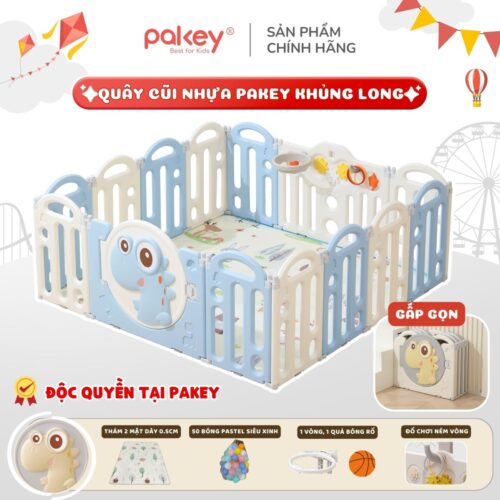 Quây cũi nhựa cho bé gấp gọn Pakey khủng long 13 quay cui nhua pakey khung long 1