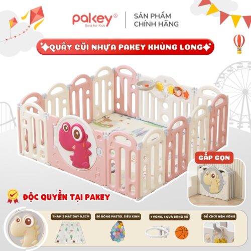 Quây cũi nhựa cho bé gấp gọn Pakey khủng long 14 quay cui nhua pakey khung long 2