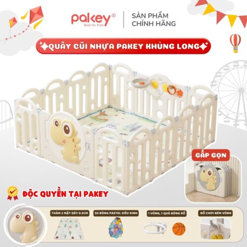 Quây cũi nhựa cho bé gấp gọn Pakey khủng long 12 quay cui nhua pakey khung long 22