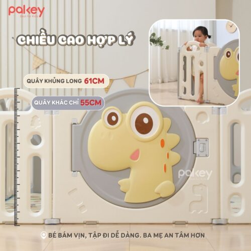 Quây cũi nhựa cho bé gấp gọn Pakey khủng long 17 quay cui nhua pakey khung long 26