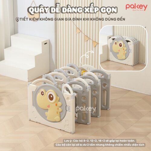 Quây cũi nhựa cho bé gấp gọn Pakey khủng long 15 quay cui nhua pakey khung long 27