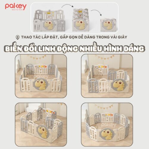 Quây cũi nhựa cho bé gấp gọn Pakey khủng long 16 quay cui nhua pakey khung long 28