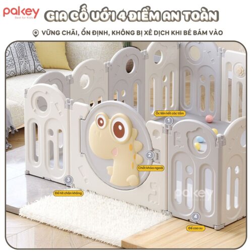 Quây cũi nhựa cho bé gấp gọn Pakey khủng long 21 quay cui nhua pakey khung long 30