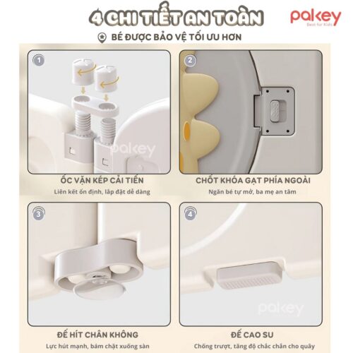 Quây cũi nhựa cho bé gấp gọn Pakey khủng long 22 quay cui nhua pakey khung long 31