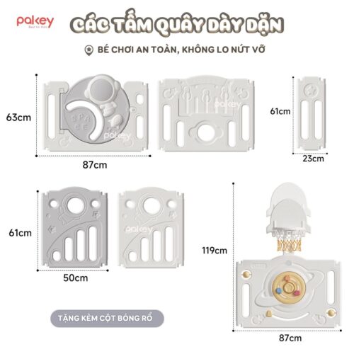 Quây cũi nhựa Pakey Phi Hành Gia QN01 22 quay cui nhua gap gon pakey phi hanh gia QN01 11