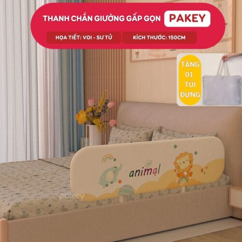 Thanh chắn giường gấp gọn Pakey GG01 32 Thanh chắn giường Pakey GG01 1m5 họa tiết sư tử