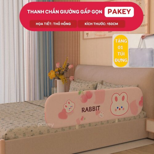 Thanh chắn giường gấp gọn Pakey GG01 28 Thanh chắn giường Pakey GG01 1m5 họa tiết thỏ hồng