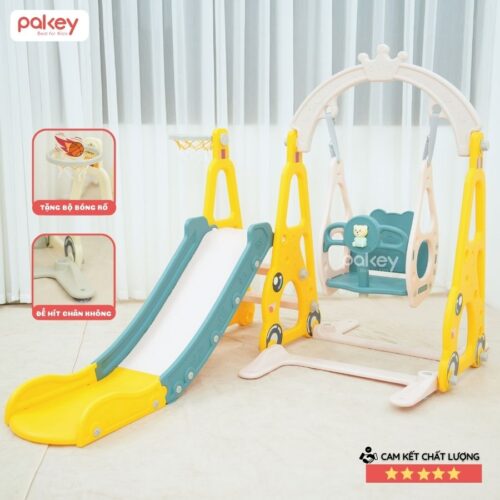 Cầu trượt xích đu Pakey ô tô 21 Cầu trượt xích đu Pakey ô tô màu vàng