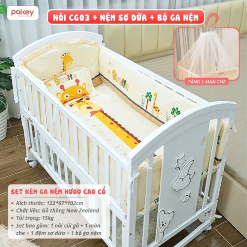 Nôi cũi cho bé bằng gỗ Pakey CG03
