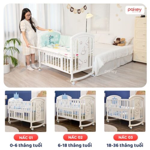 Nôi cũi cho bé bằng gỗ Pakey CG03