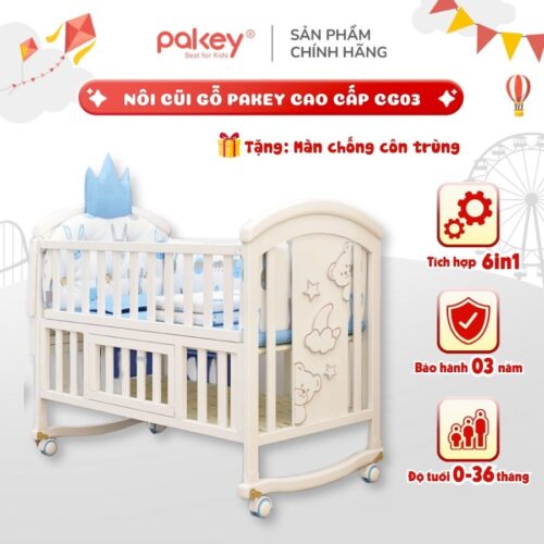 Nôi cũi cho bé bằng gỗ Pakey CG03