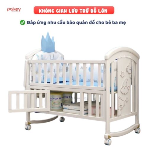 Nôi cũi cho bé bằng gỗ Pakey CG03