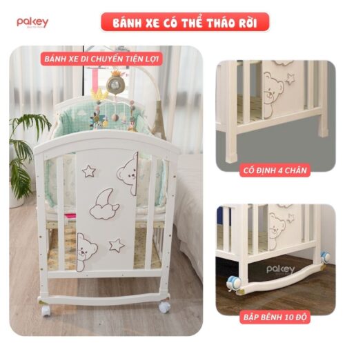 Nôi cũi cho bé bằng gỗ Pakey CG03