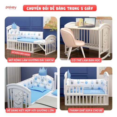 Nôi cũi cho bé bằng gỗ Pakey CG03