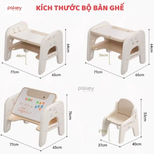 Bộ bàn ghế cho bé cao cấp, đa năng Pakey