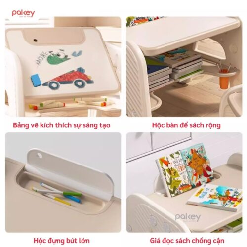 Bộ bàn ghế cho bé cao cấp, đa năng Pakey