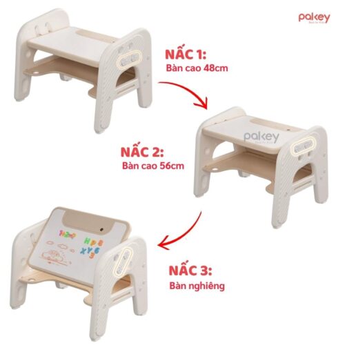 Bộ bàn ghế cho bé cao cấp, đa năng Pakey
