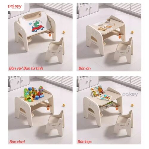 Bộ bàn ghế cho bé cao cấp, đa năng Pakey