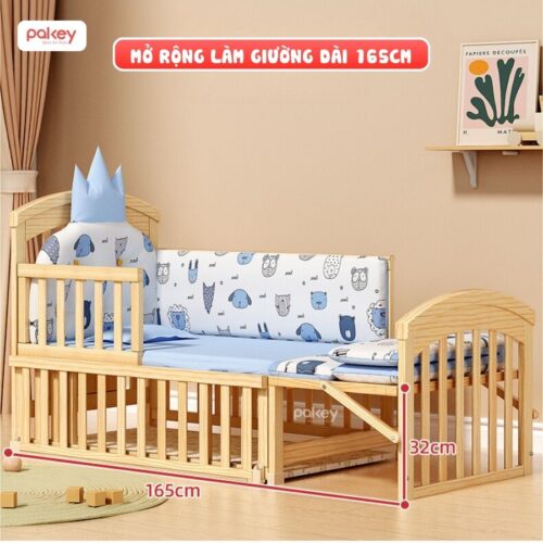 Nôi cũi gỗ đa năng cho bé Pakey CG02