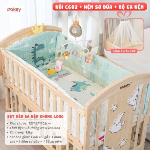 Nôi cũi gỗ đa năng cho bé Pakey CG02