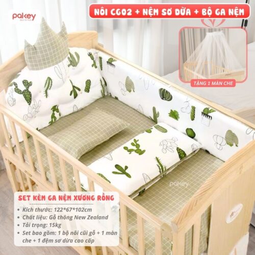 Nôi cũi gỗ đa năng cho bé Pakey CG02