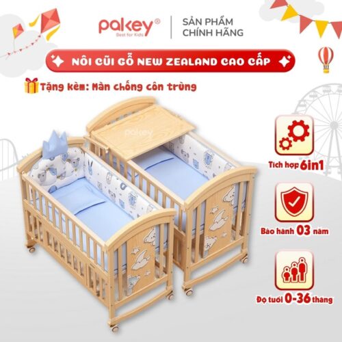 Nôi cũi gỗ đa năng cho bé Pakey CG02