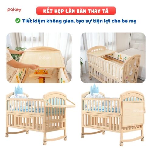 Nôi cũi gỗ đa năng cho bé Pakey CG02