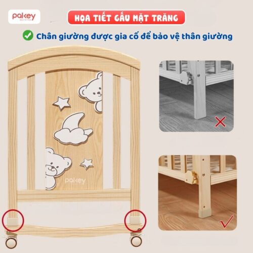 Nôi cũi gỗ đa năng cho bé Pakey CG02