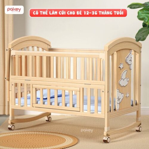 Nôi cũi gỗ đa năng cho bé Pakey CG02