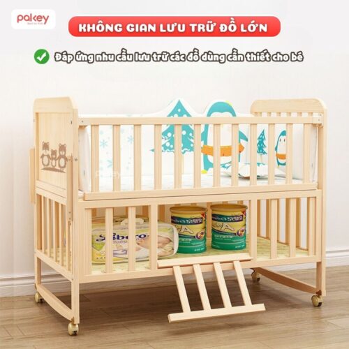 Nôi cũi gỗ cho bé kèm màn chùm Pakey CG01 18 Nô cũi đa năng cho bé Pakey CG01