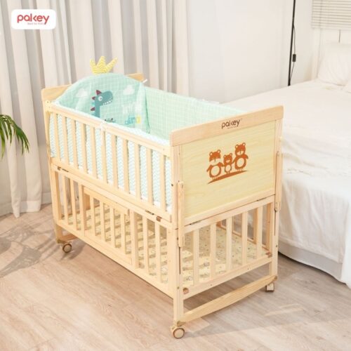 Nôi cũi gỗ cho bé kèm màn chùm Pakey CG01 24 Nô cũi đa năng cho bé Pakey CG01
