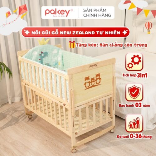 Nôi cũi gỗ cho bé kèm màn chùm Pakey CG01 13 Nô cũi đa năng cho bé Pakey CG01