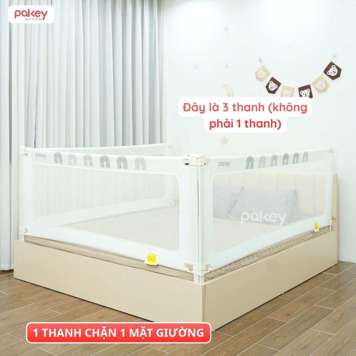 Combo thanh chắn giường 1m6x1m8 Pakey - G600B màu trắng 49 Combo thanh chắn giường 1m6x1m8 Pakey